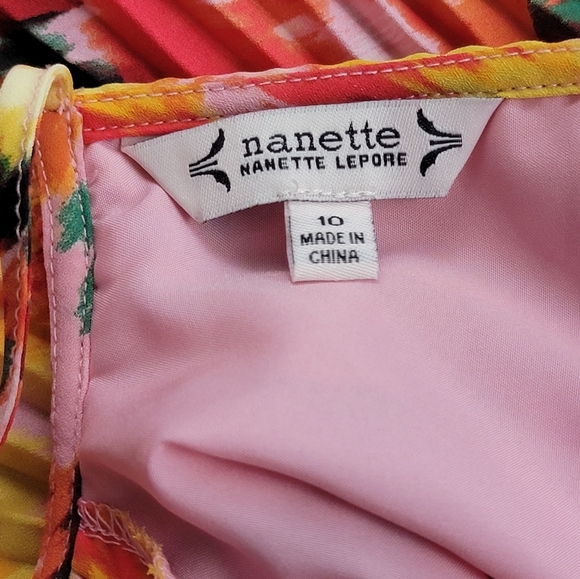 Nanette Lepore Floral Pink Print Pleated Midi Dress Women's Size 10 New - Picture 4 of 12